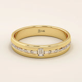 14K SOLID GOLD CHANNEL SET HALF ETERNITY BAGUETTE ALLIANCE WEDDING BAND FOR WOMEN
