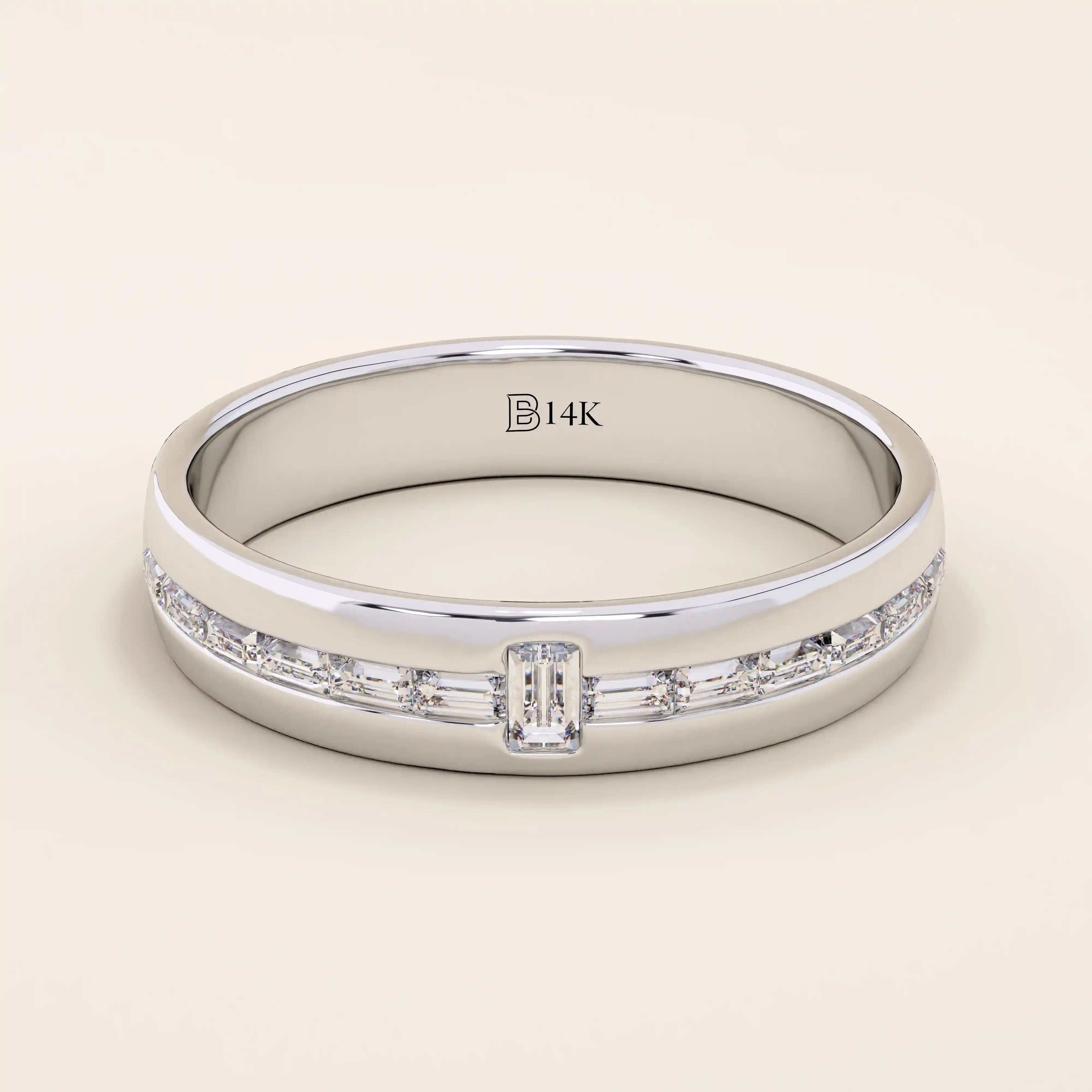14K SOLID GOLD CHANNEL SET HALF ETERNITY BAGUETTE ALLIANCE WEDDING BAND FOR WOMEN