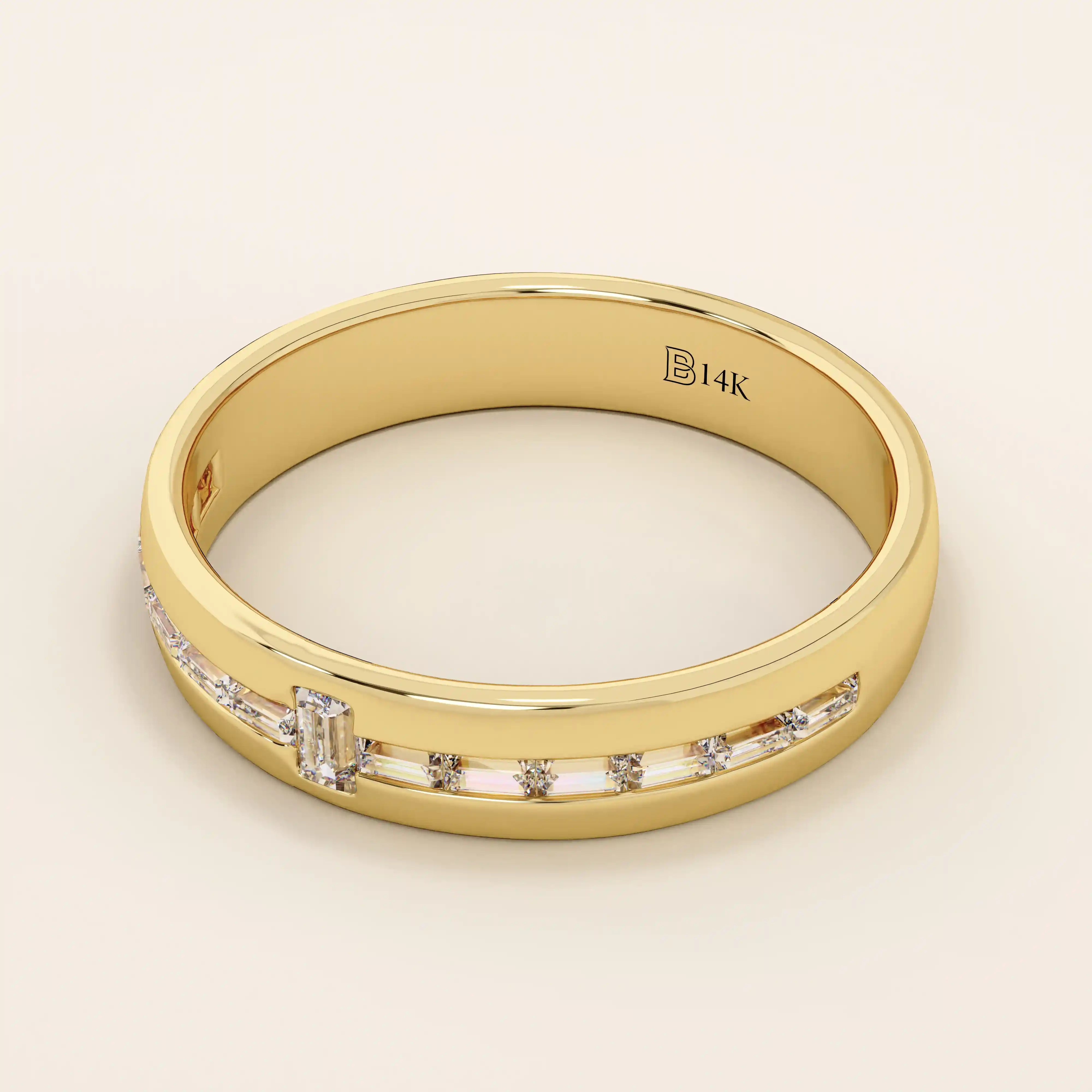 14K SOLID GOLD CHANNEL SET HALF ETERNITY BAGUETTE ALLIANCE WEDDING BAND FOR WOMEN