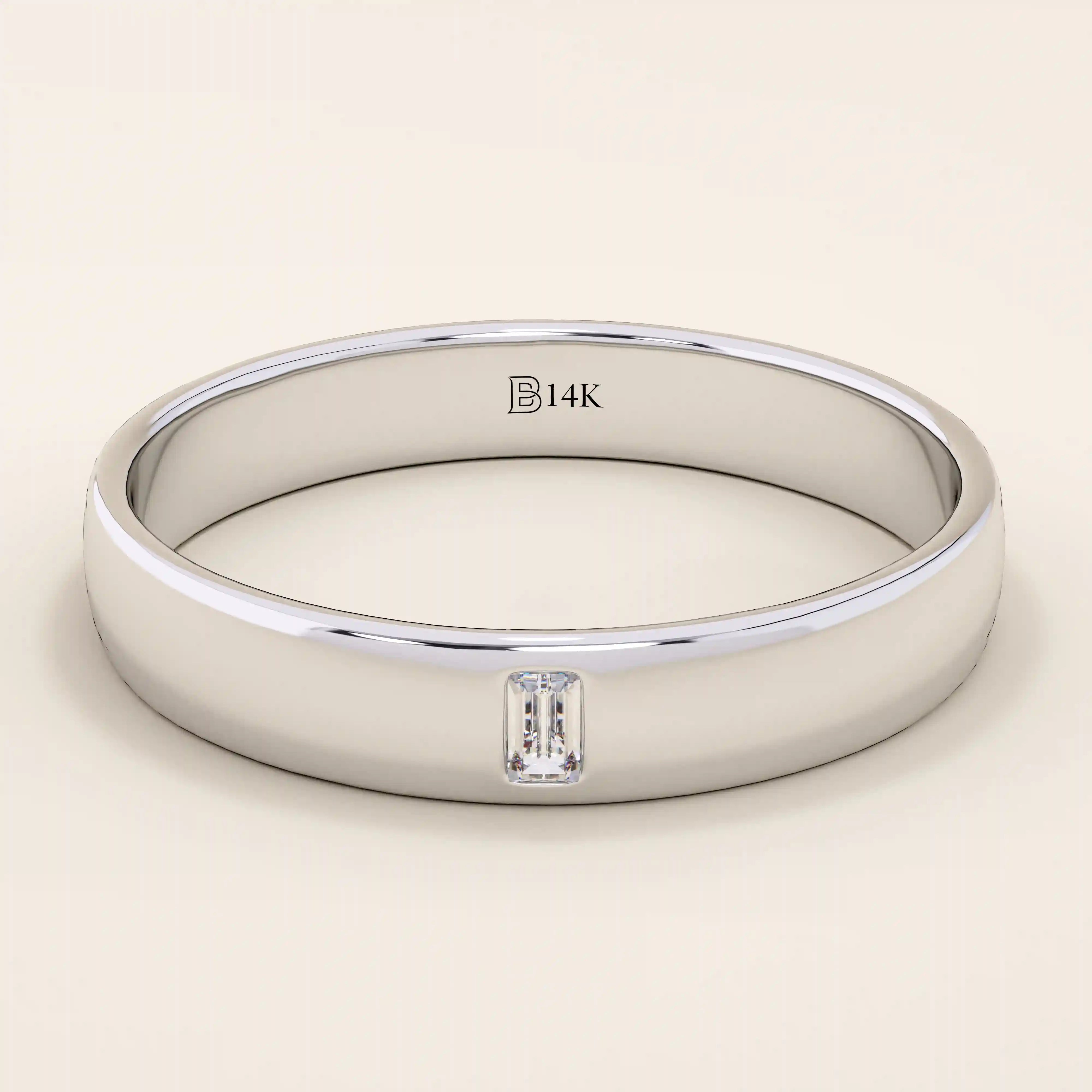 14K SOLID GOLD CHANNEL SET solo moissanite BAGUETTE ALLIANCE WEDDING BAND FOR WOMEN