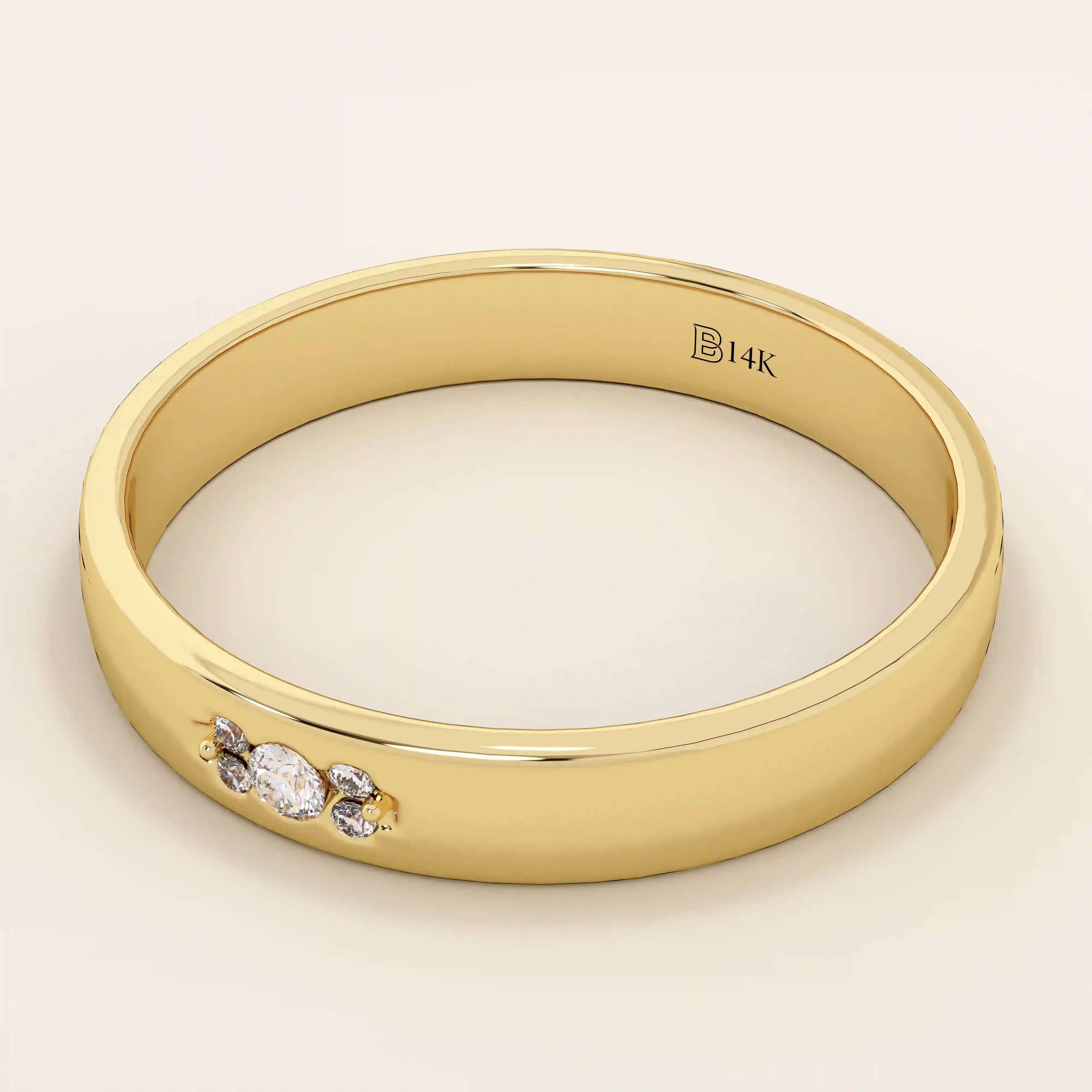 14K SOLID GOLD TINY CLUSTER MOISSANITE WEDDING ALLIANCE BAND FOR WOMEN AND MEN