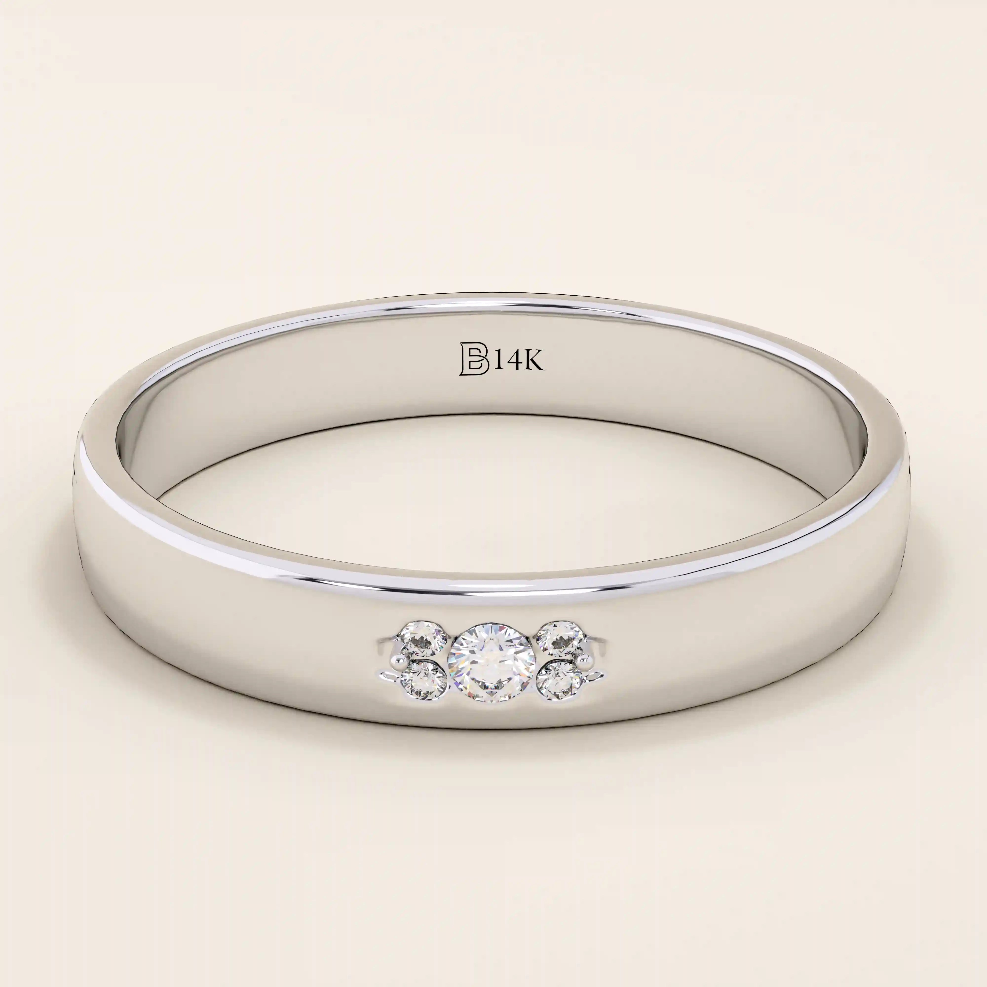 14K SOLID GOLD TINY CLUSTER MOISSANITE WEDDING ALLIANCE BAND FOR WOMEN AND MEN