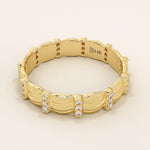 14K SOLID GOLD UNIQUE BUMPY WAVE DESIGN ALLIANCE WEDDING BAND FOR WOMEN PAVED WITH TINY MOISSANITE STONES