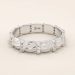 14K SOLID GOLD UNIQUE BUMPY WAVE DESIGN ALLIANCE WEDDING BAND FOR WOMEN PAVED WITH TINY MOISSANITE STONES