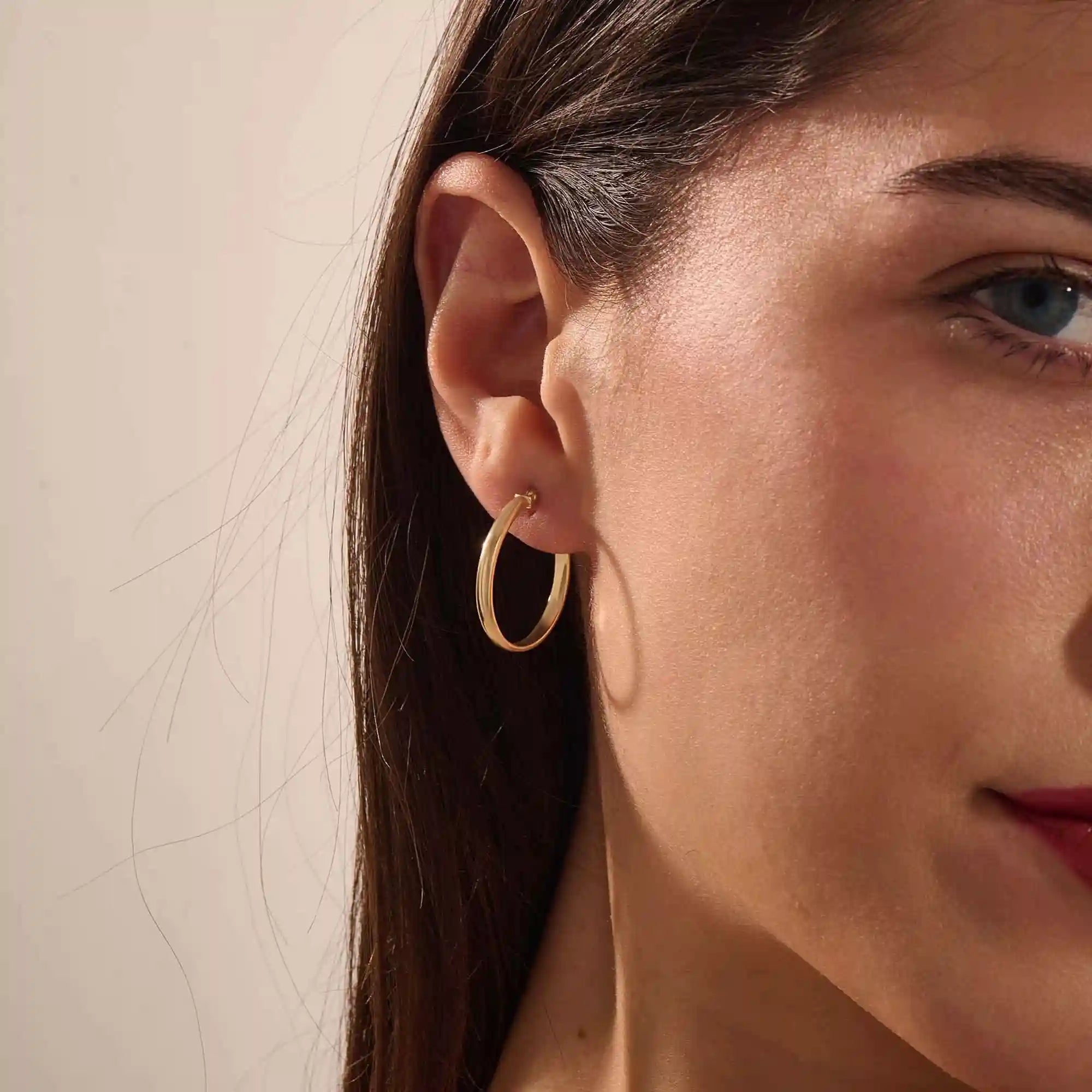 14k solid gold classic large hoop earrings