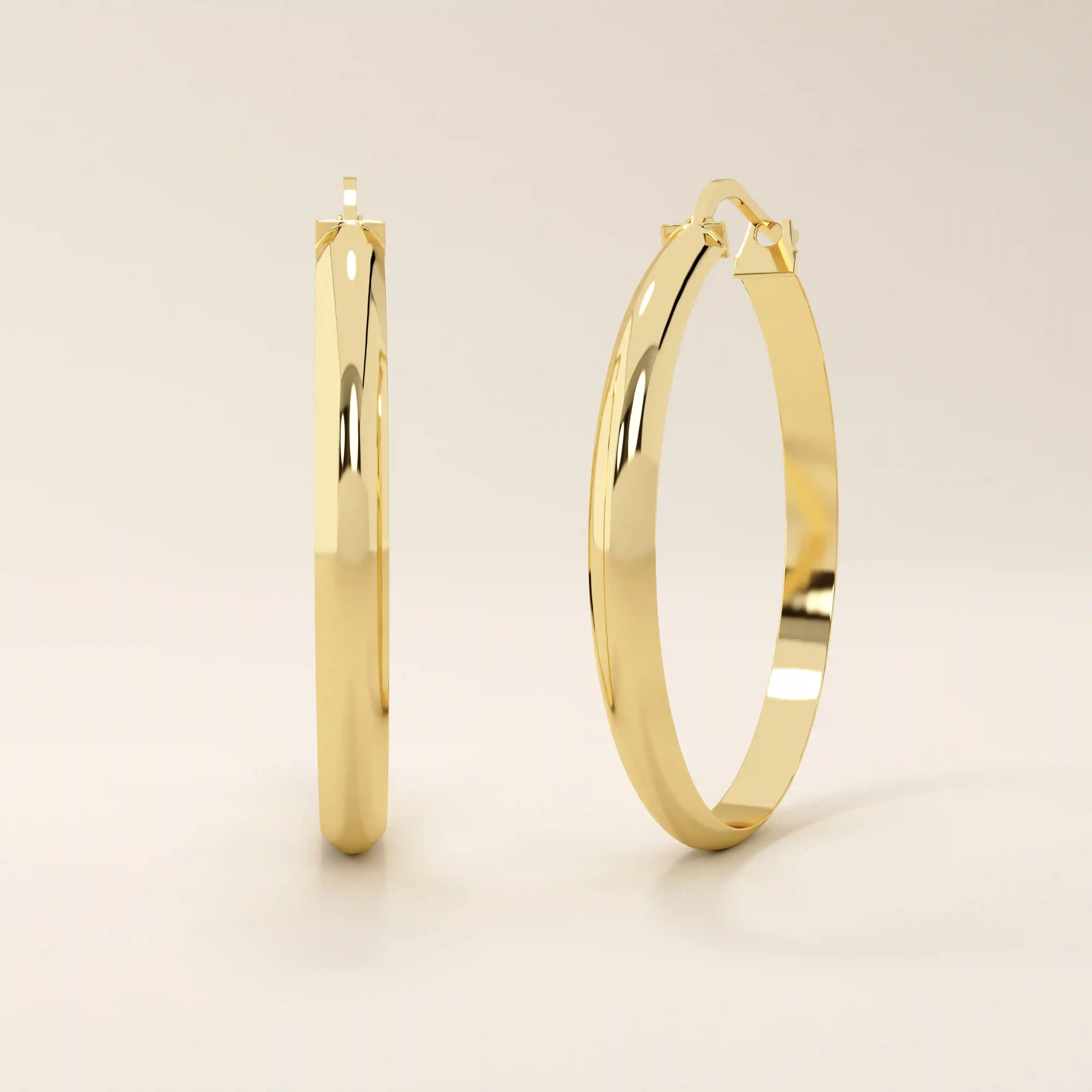 14k solid gold classic large hoop earrings