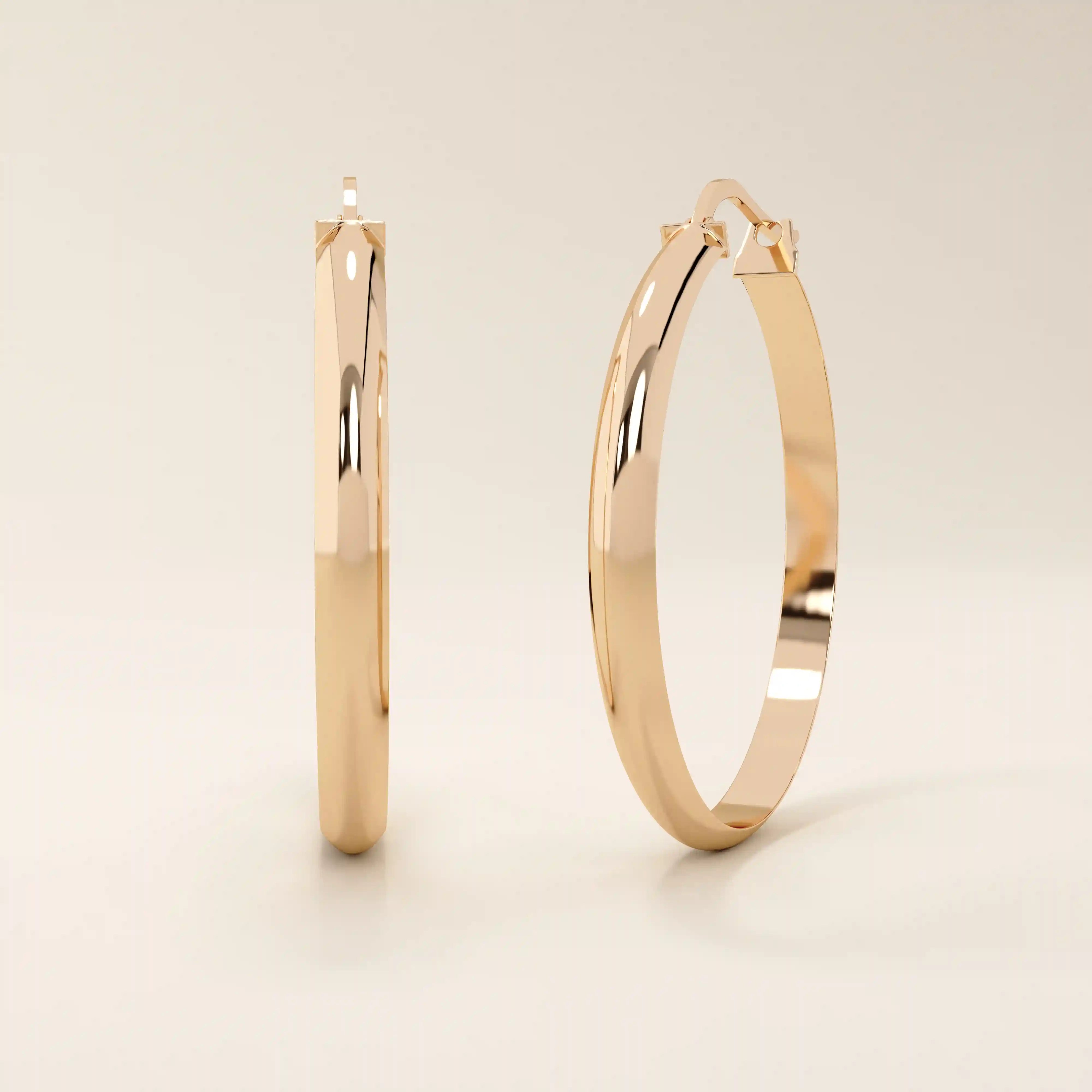 14k solid gold classic large hoop earrings