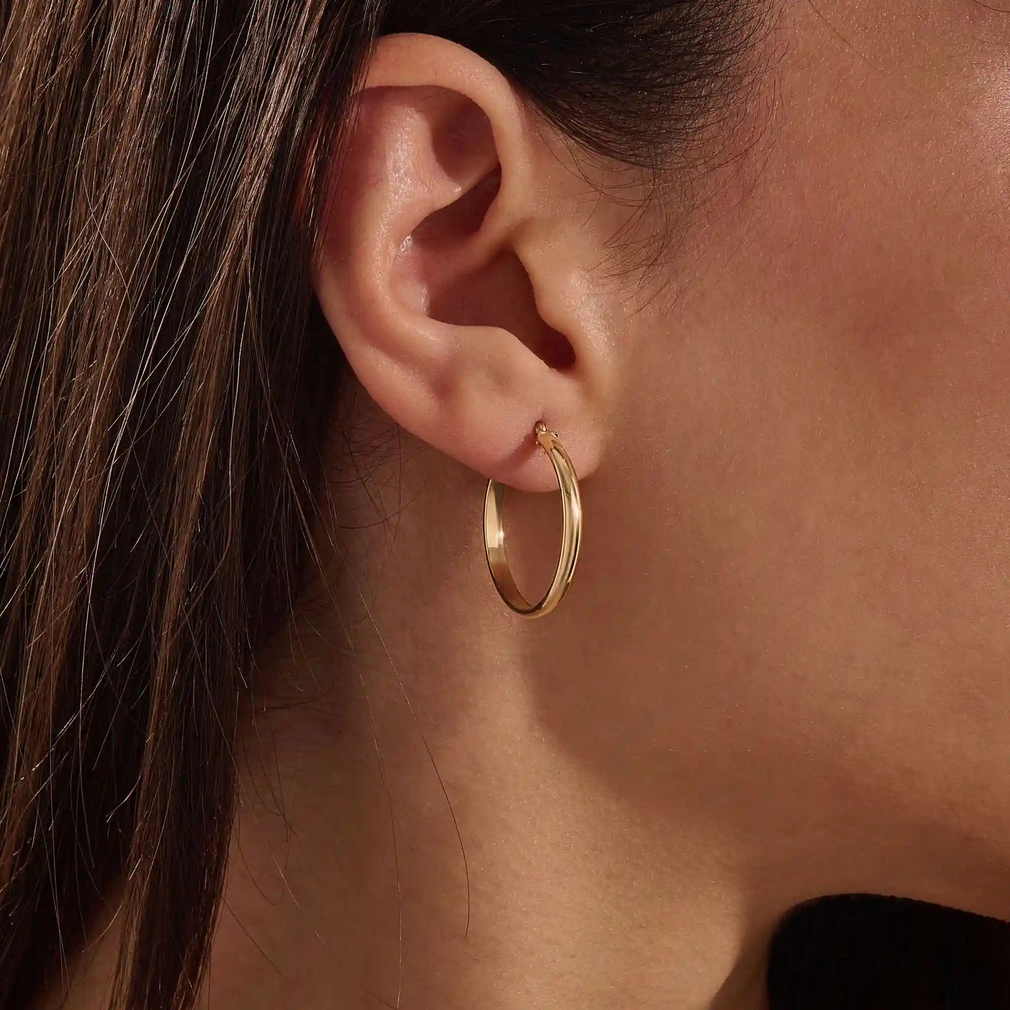 14k solid gold classic large hoop earrings