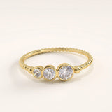 14k Gold Beaded Trio Vermeil Ring