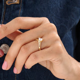 14k Gold Curve Pear Vermeil Ring