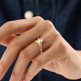14k Gold Curve Pear Vermeil Ring