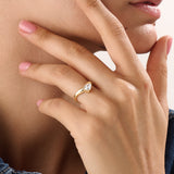 14k Gold Curve Pear Vermeil Ring