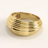14k Gold Line Dome Vermeil Ring