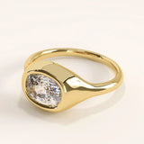 14k Gold Oval Dome Vermeil Ring
