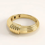 14k Gold Ribbed Dome Vermeil Ring