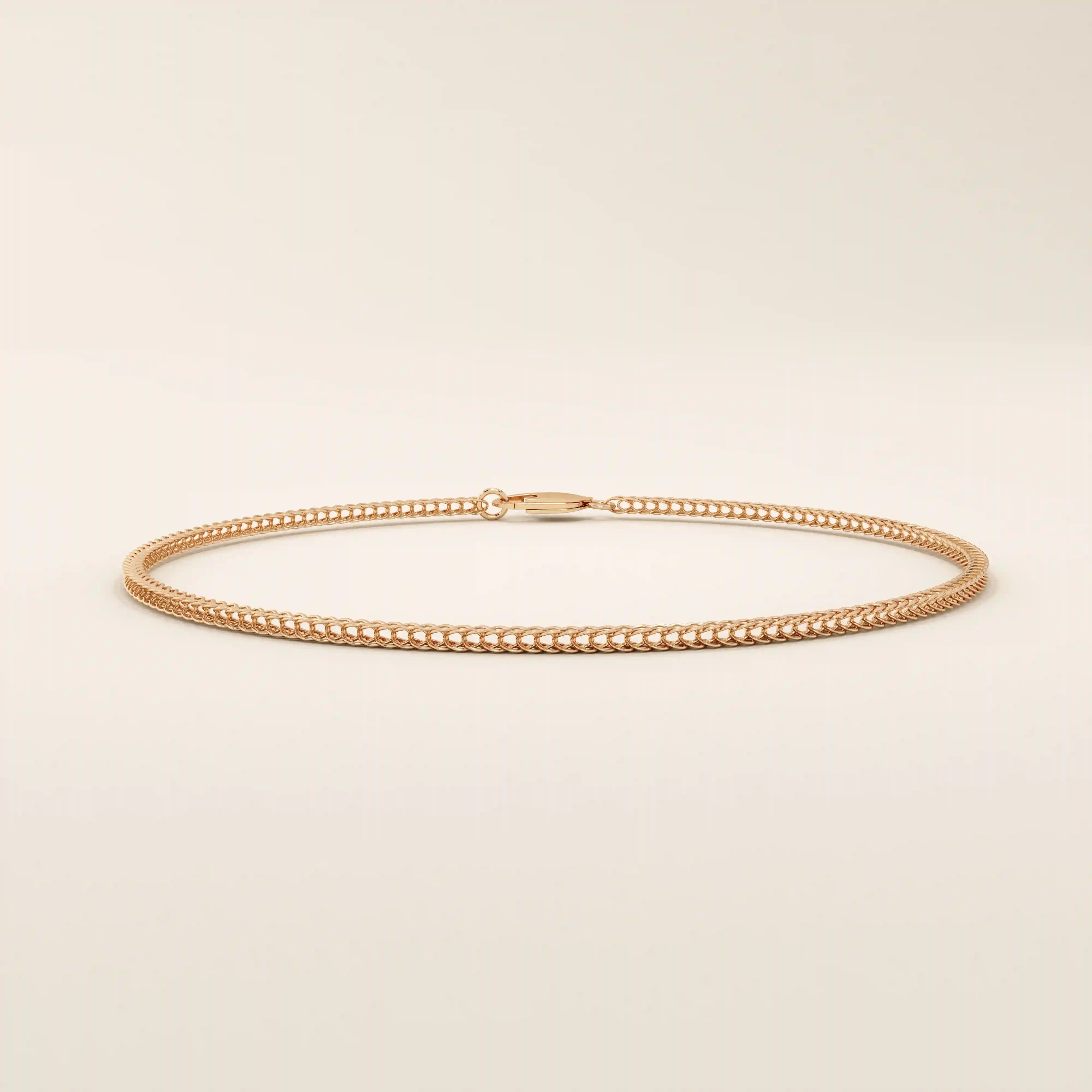 14k rose gold bracelet with a dainty wheat chain style, warm and sophisticated.