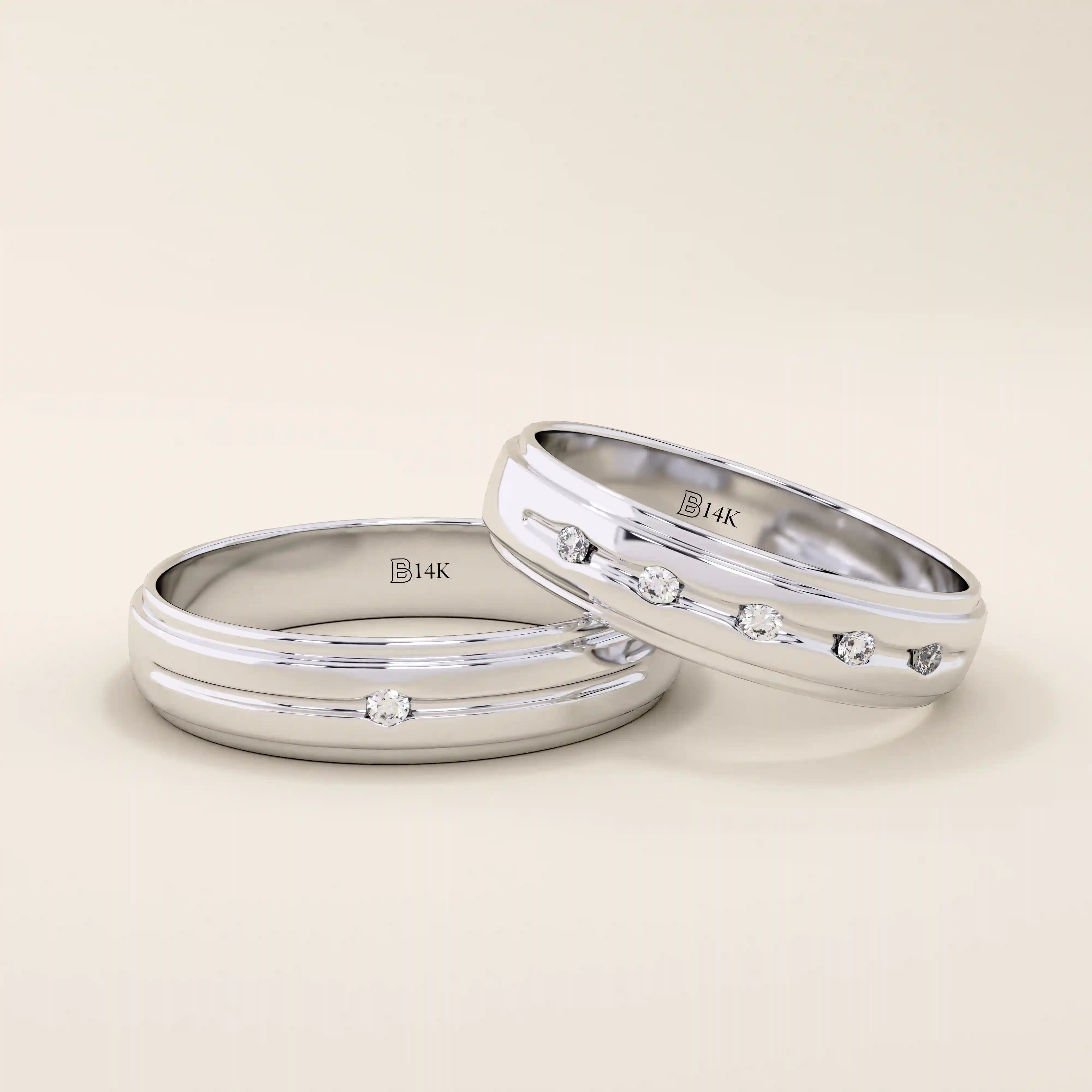 14K SOLID GOLD FLUSH SET SOLO MOISSANITE ALLIANCE WEDDING BAND
