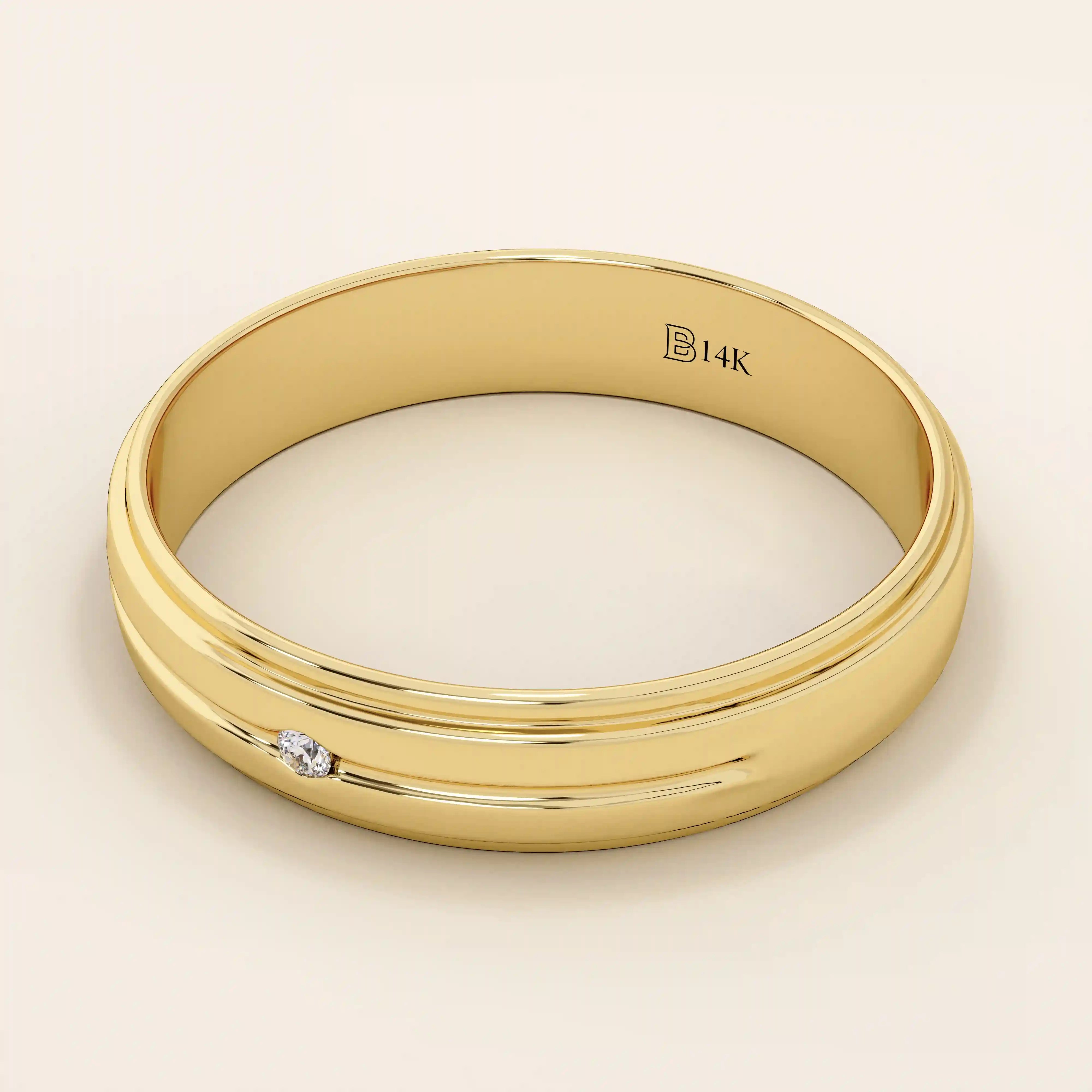 14K SOLID GOLD FLUSH SET SOLO MOISSANITE ALLIANCE WEDDING BAND