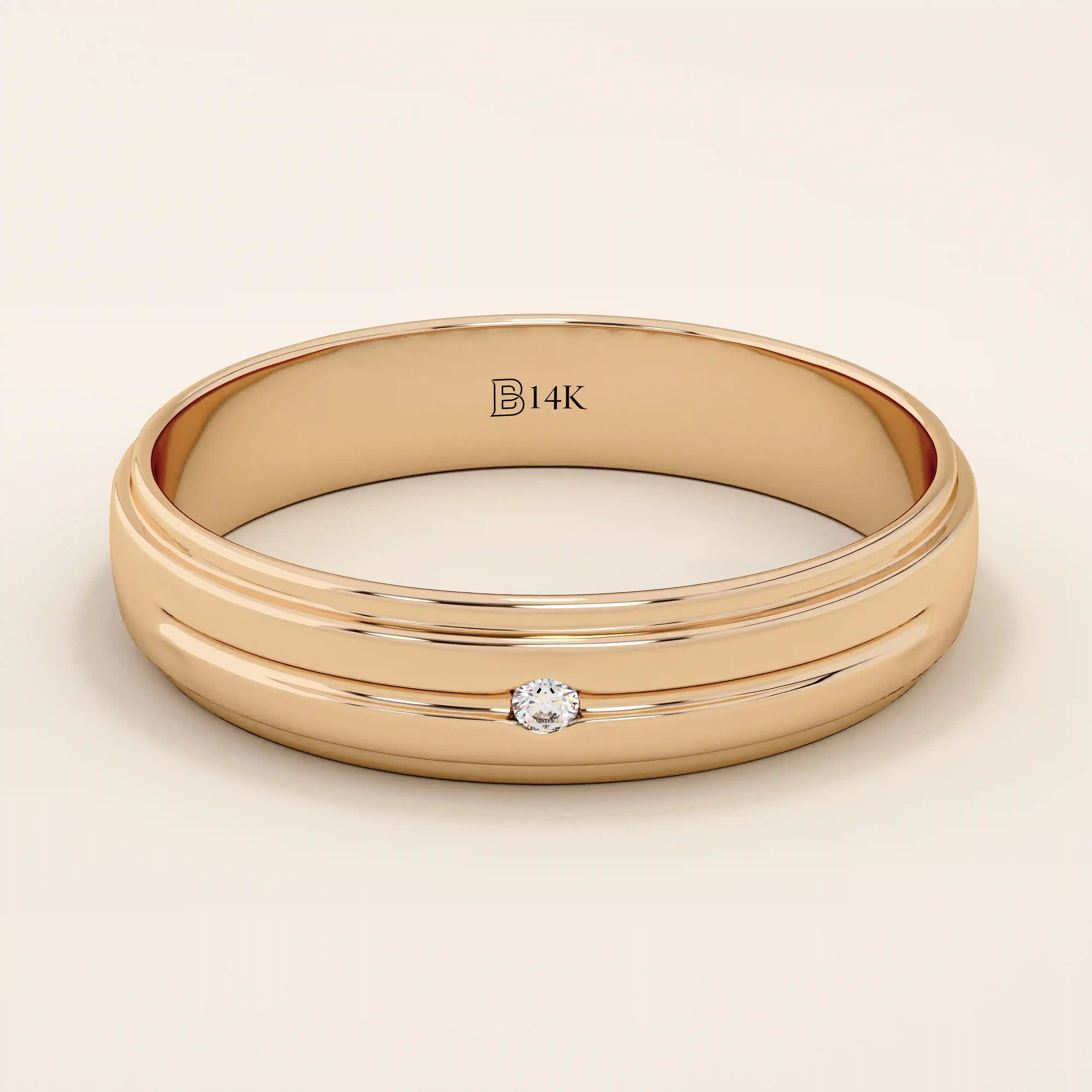 14K SOLID GOLD FLUSH SET SOLO MOISSANITE ALLIANCE WEDDING BAND