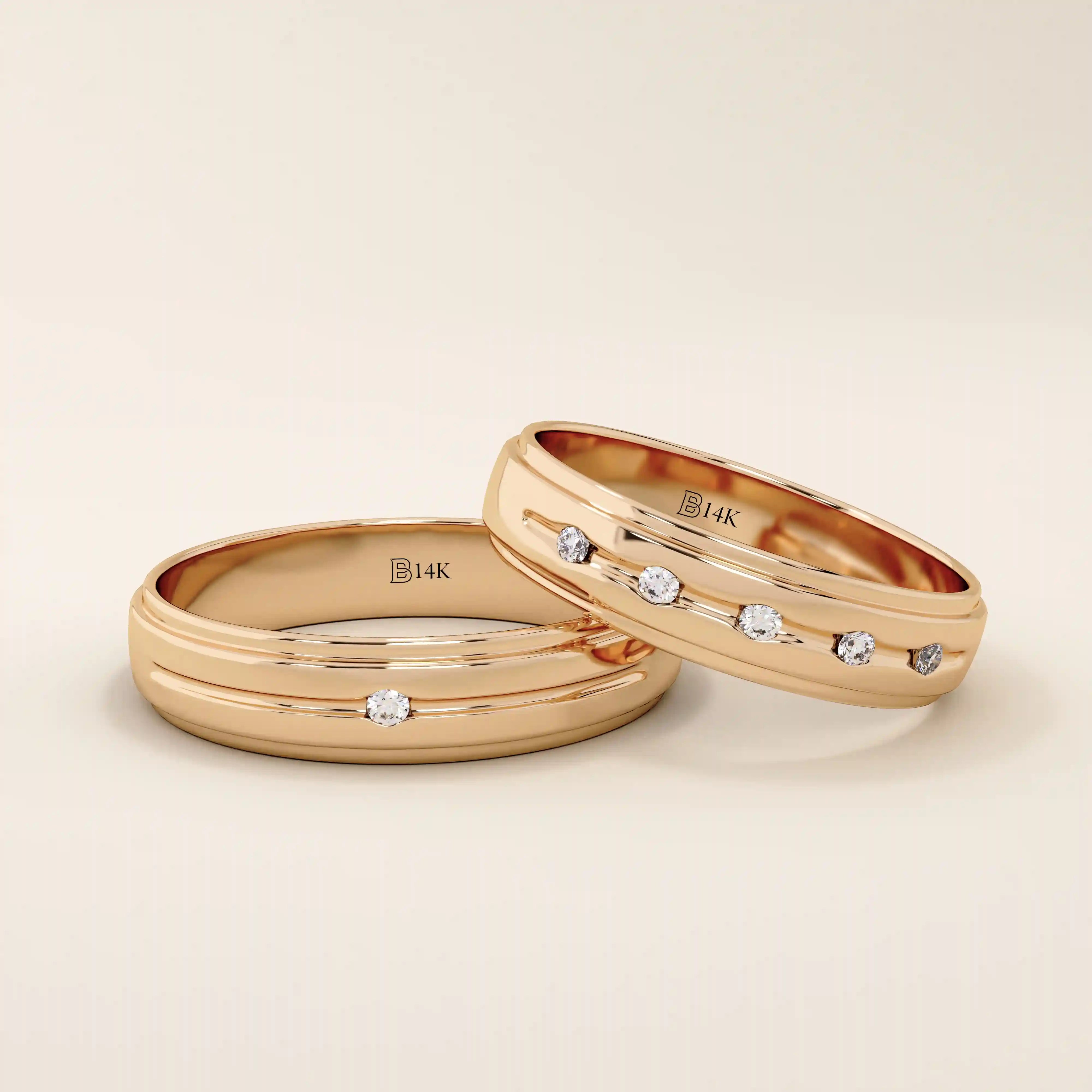 14K SOLID GOLD FLUSH SET SOLO MOISSANITE ALLIANCE WEDDING BAND