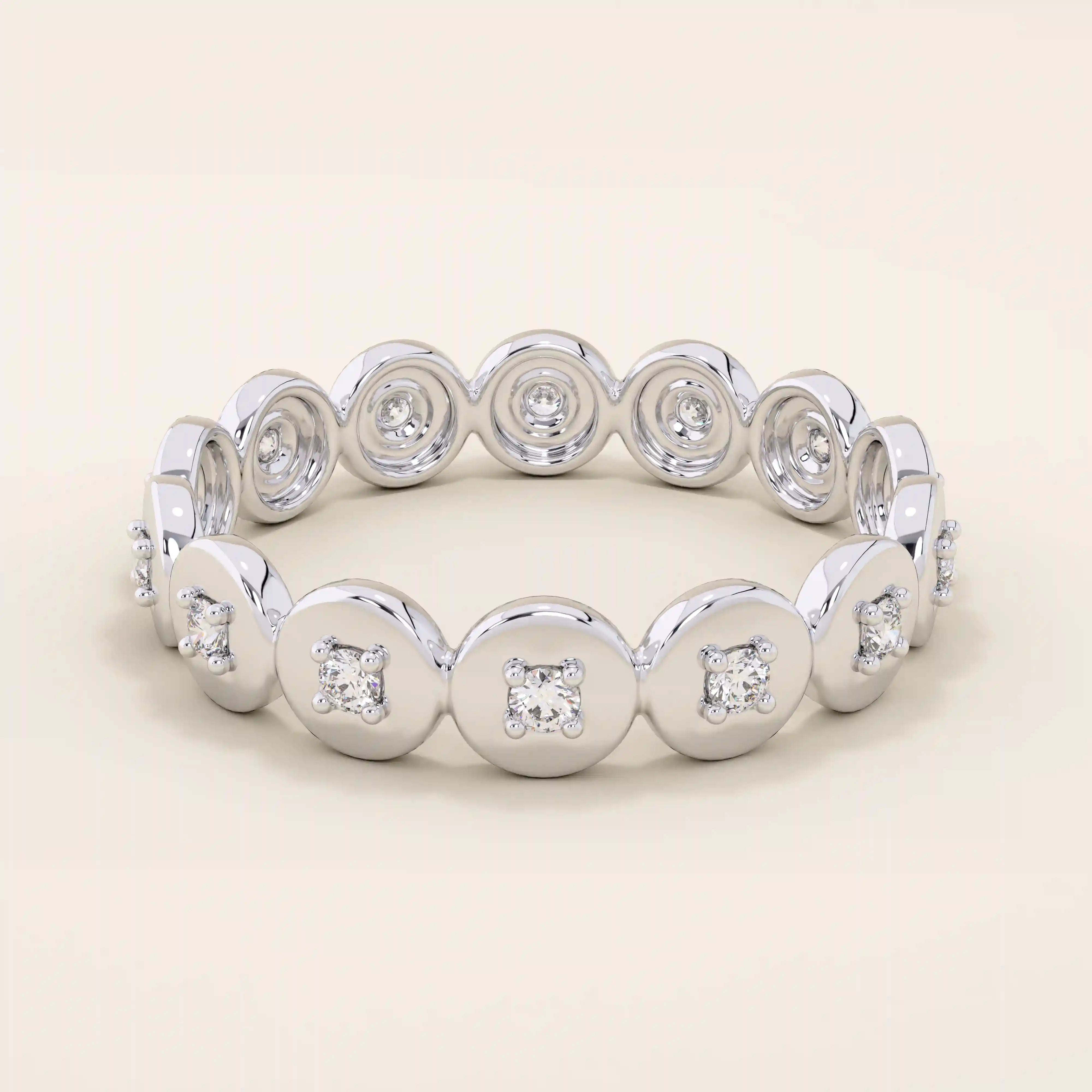14k solid gold band ring featuring interlocking eternity circles. A bold and timeless statement piece with symbolic meaning.