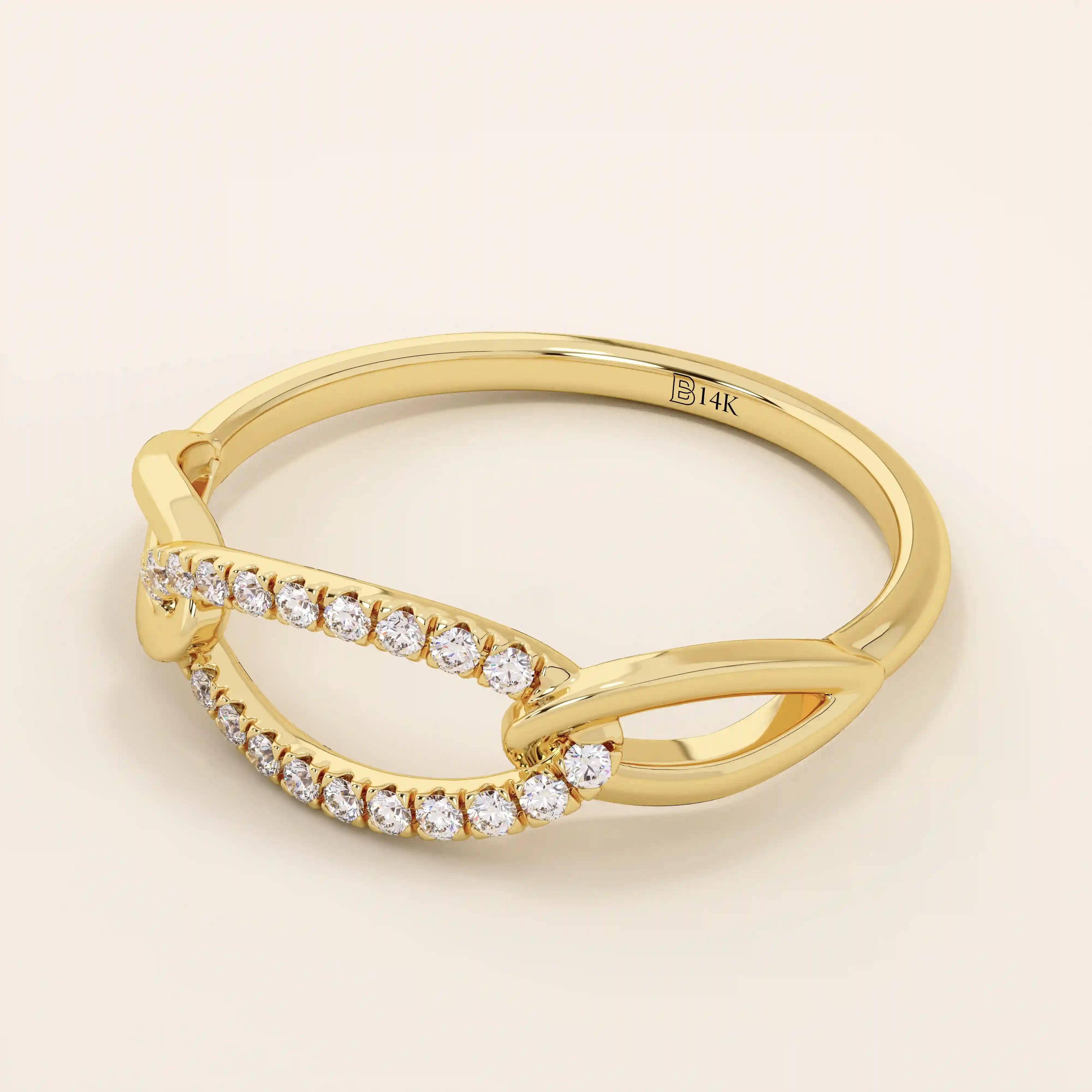 14k solid gold chain ring with bold links and pavé moissanite accents. A statement piece that combines texture and sparkle.
