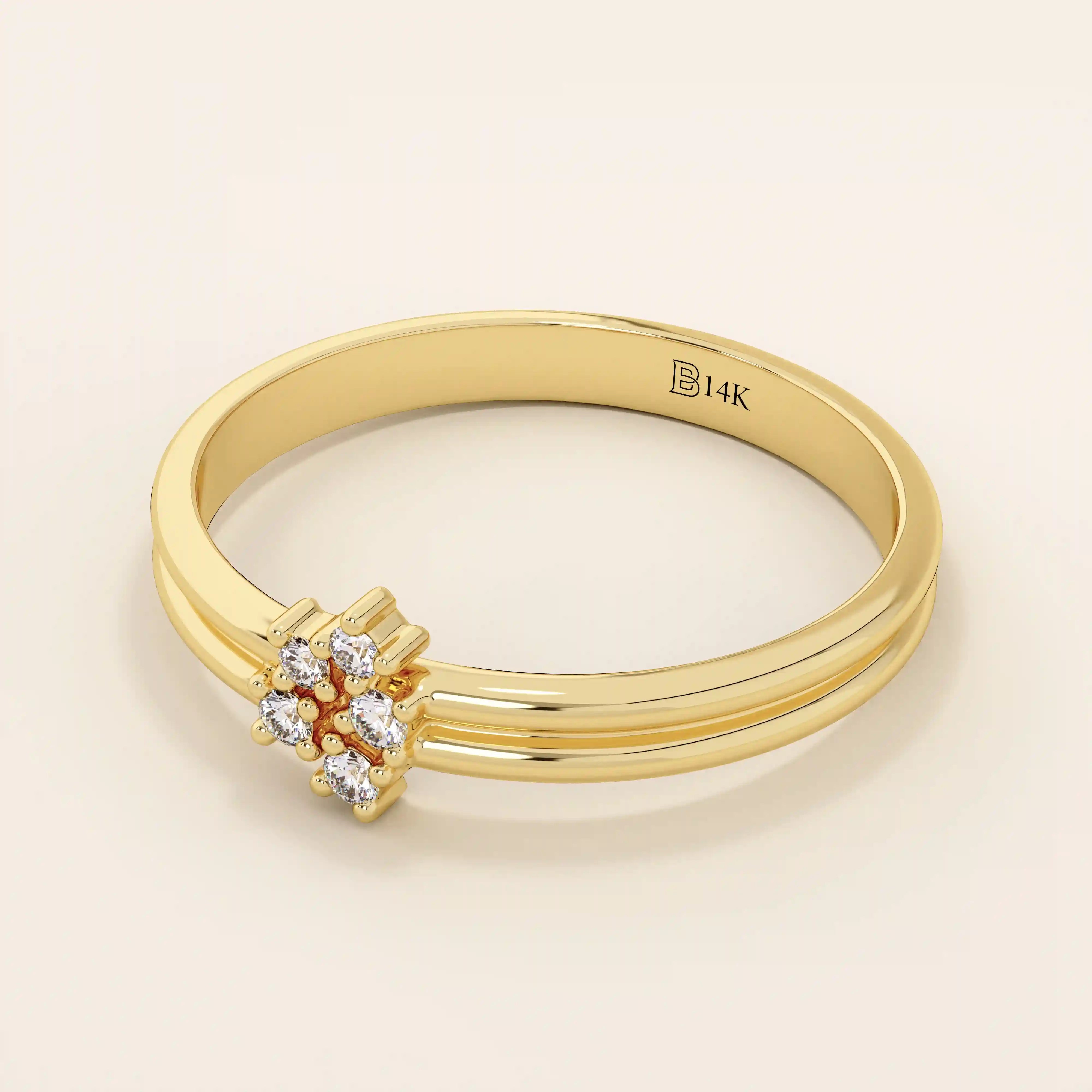 14k solid gold double band promise ring featuring clustered moissanite stones. A bold and elegant design perfect for everyday wear.