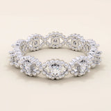 14k solid gold eternity statement ring with a beaded band and evil eye motif. Unique and protective jewelry design for women.