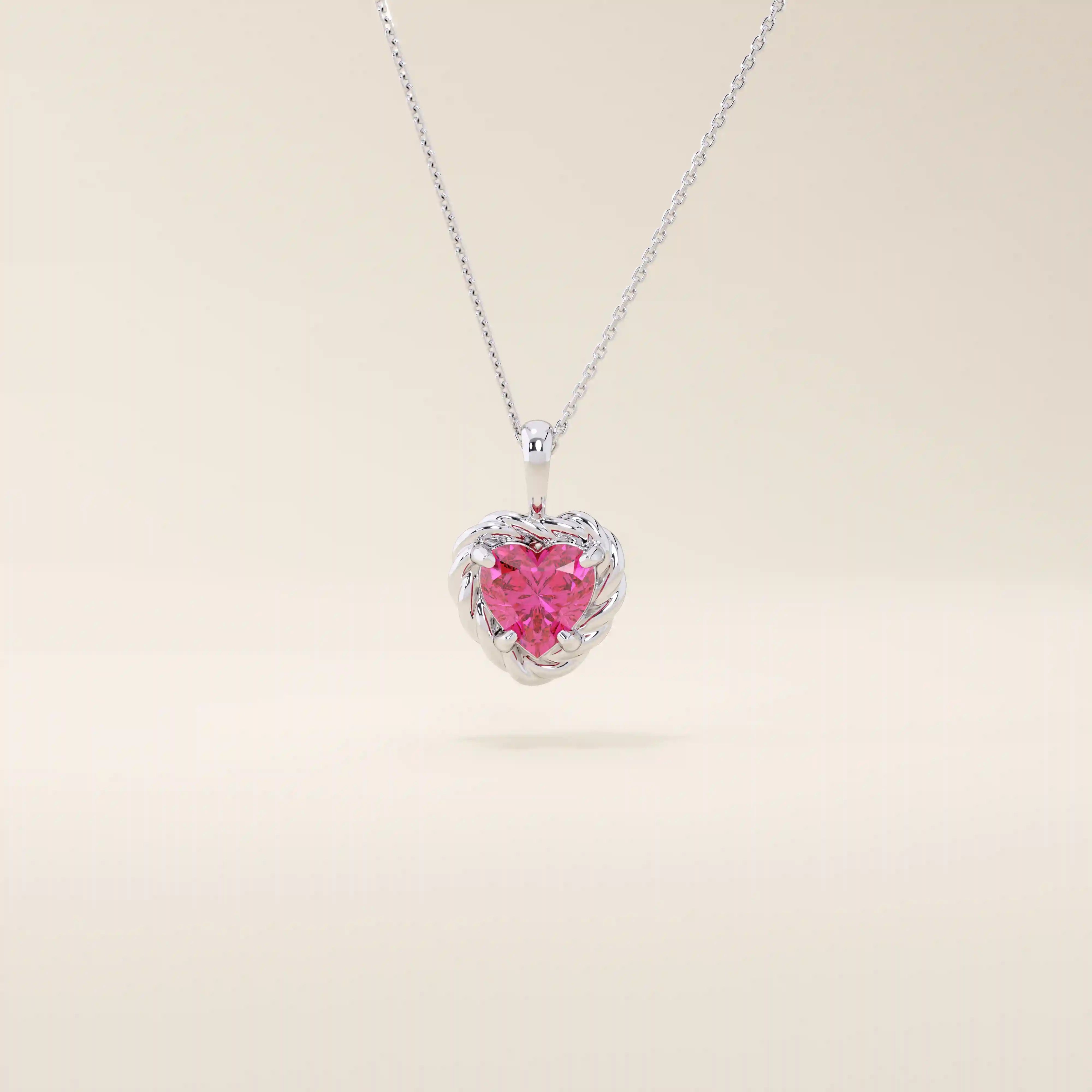 14k solid gold heart pendant necklace with a lab-grown ruby center. Bold yet delicate ruby necklace for women. Ideal for gifting or everyday wear.