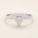 14k solid gold textured gold band bezel triangle cut moissanite