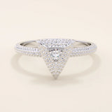 14k solid gold textured gold band bezel triangle cut moissanite