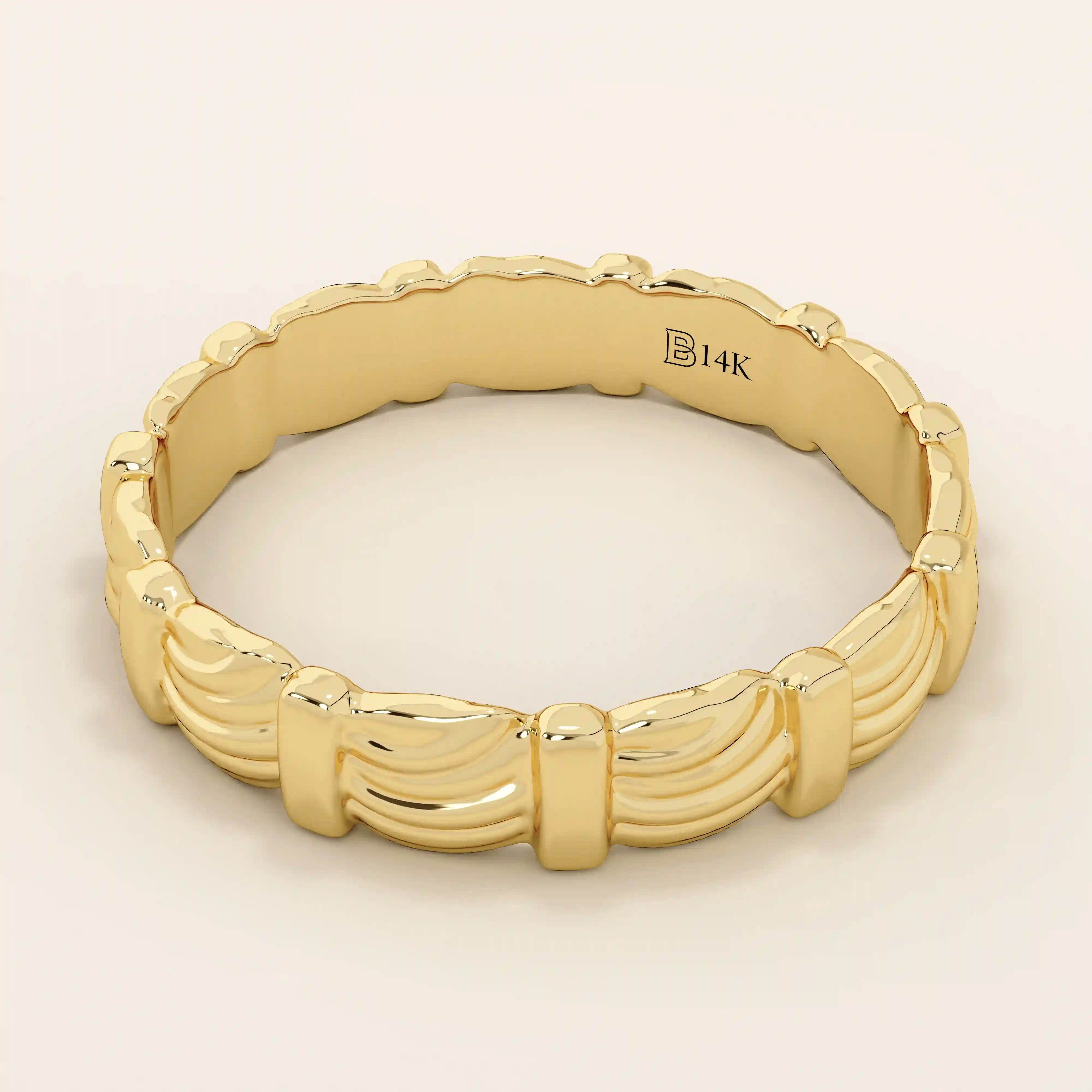 14K SOLID GOLD UNIQUE BUMPY WAVE UNISEX DESIGN ALLIANCE WEDDING BAND