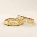 14K SOLID GOLD UNIQUE BUMPY WAVE UNISEX DESIGN ALLIANCE WEDDING BAND