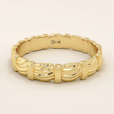 14K SOLID GOLD UNIQUE BUMPY WAVE UNISEX DESIGN ALLIANCE WEDDING BAND