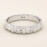 14K SOLID GOLD UNIQUE BUMPY WAVE UNISEX DESIGN ALLIANCE WEDDING BAND