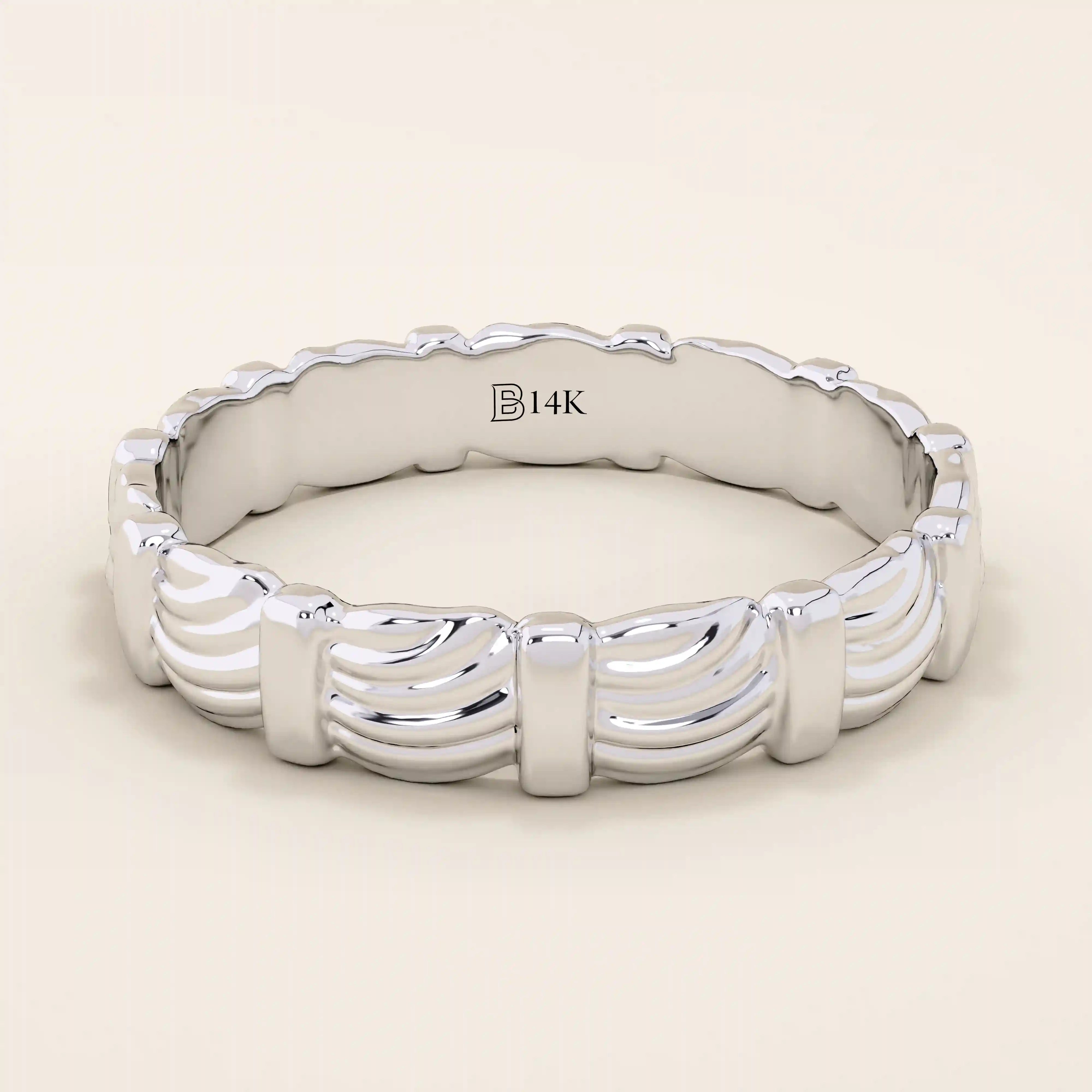 14K SOLID GOLD UNIQUE BUMPY WAVE UNISEX DESIGN ALLIANCE WEDDING BAND