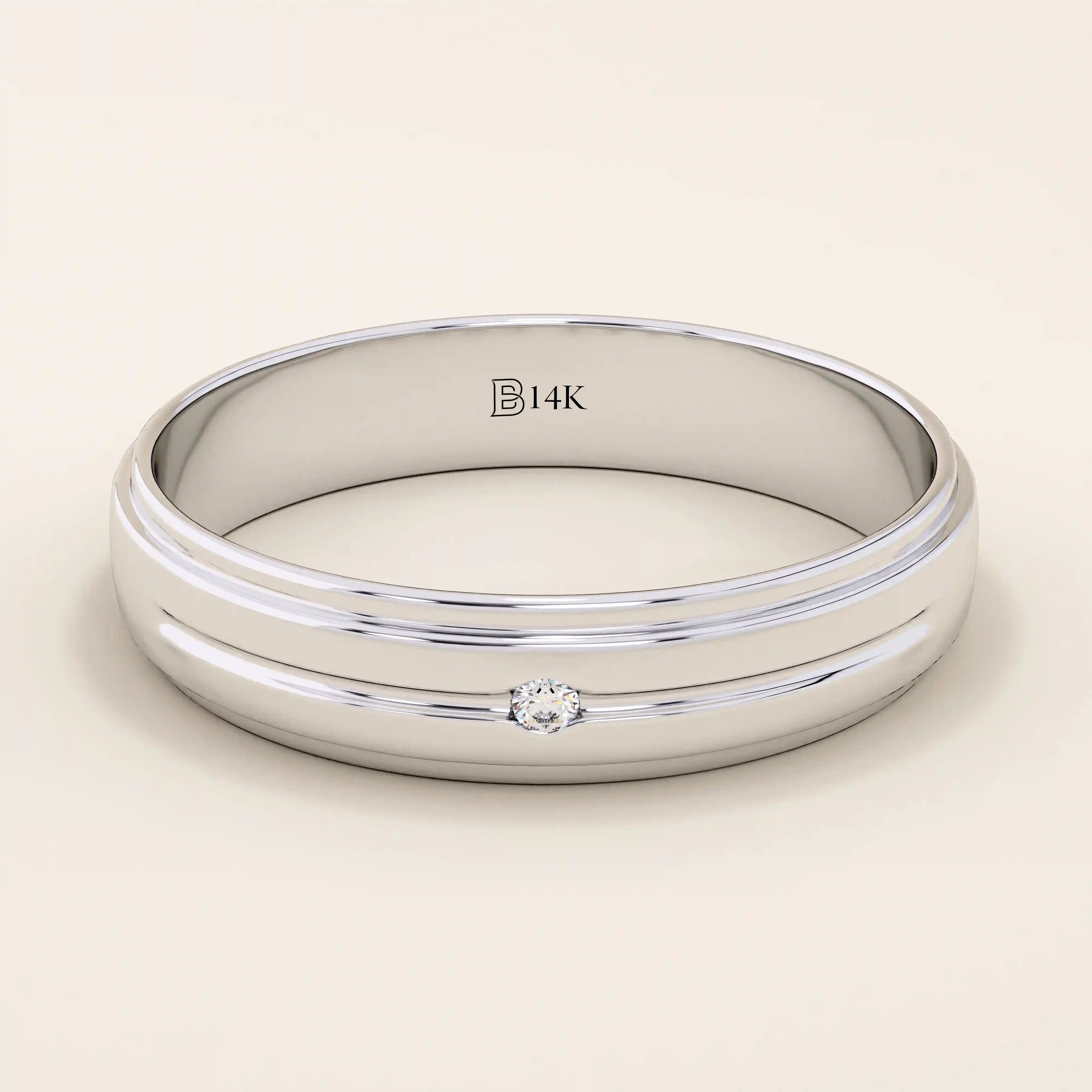 14K SOLID GOLD FLUSH SET SOLO MOISSANITE ALLIANCE WEDDING BAND