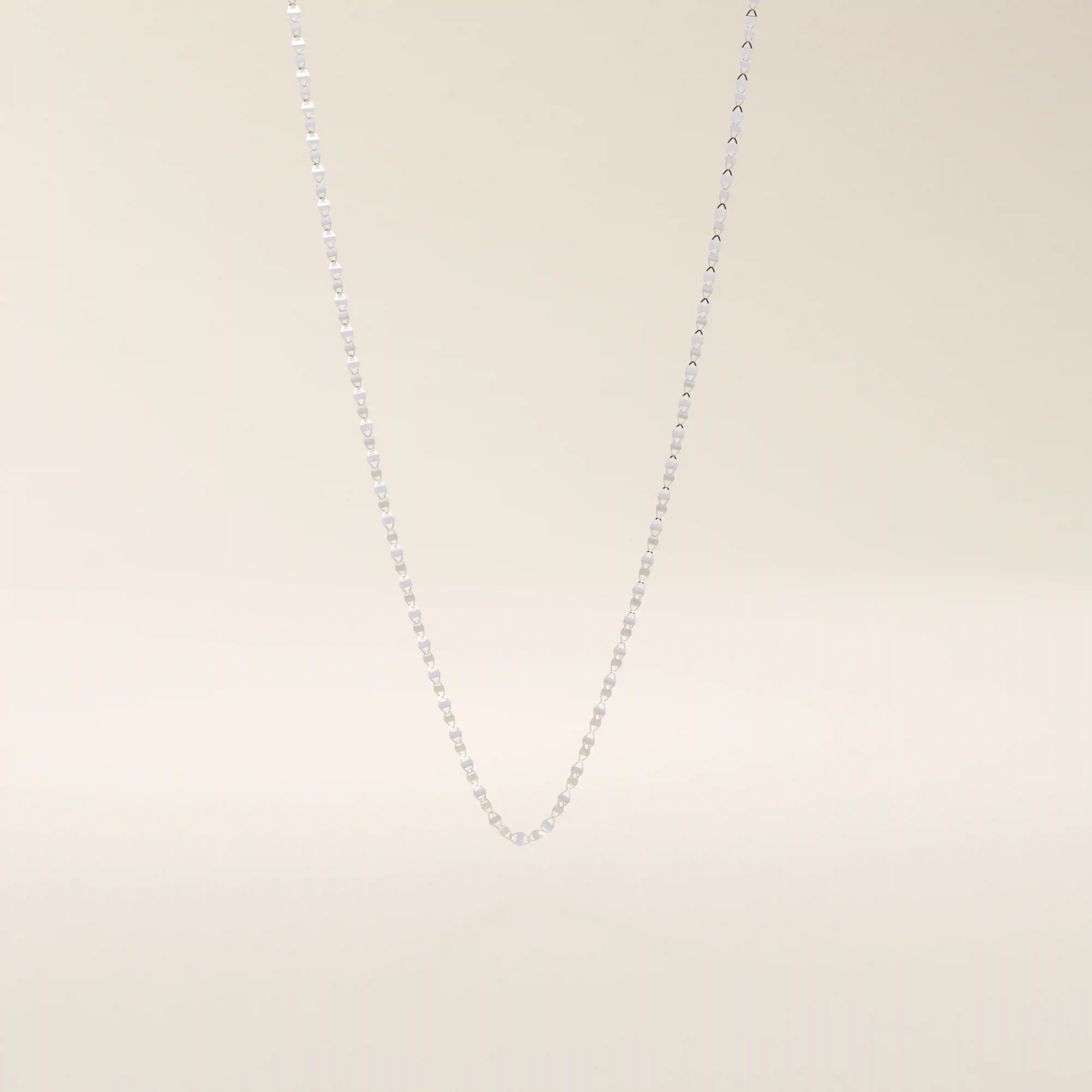 14k solid white gold mariner chain necklace with alternating oval links and flat bar sections, delivering a sleek, maritime-inspired look with a modern polish.