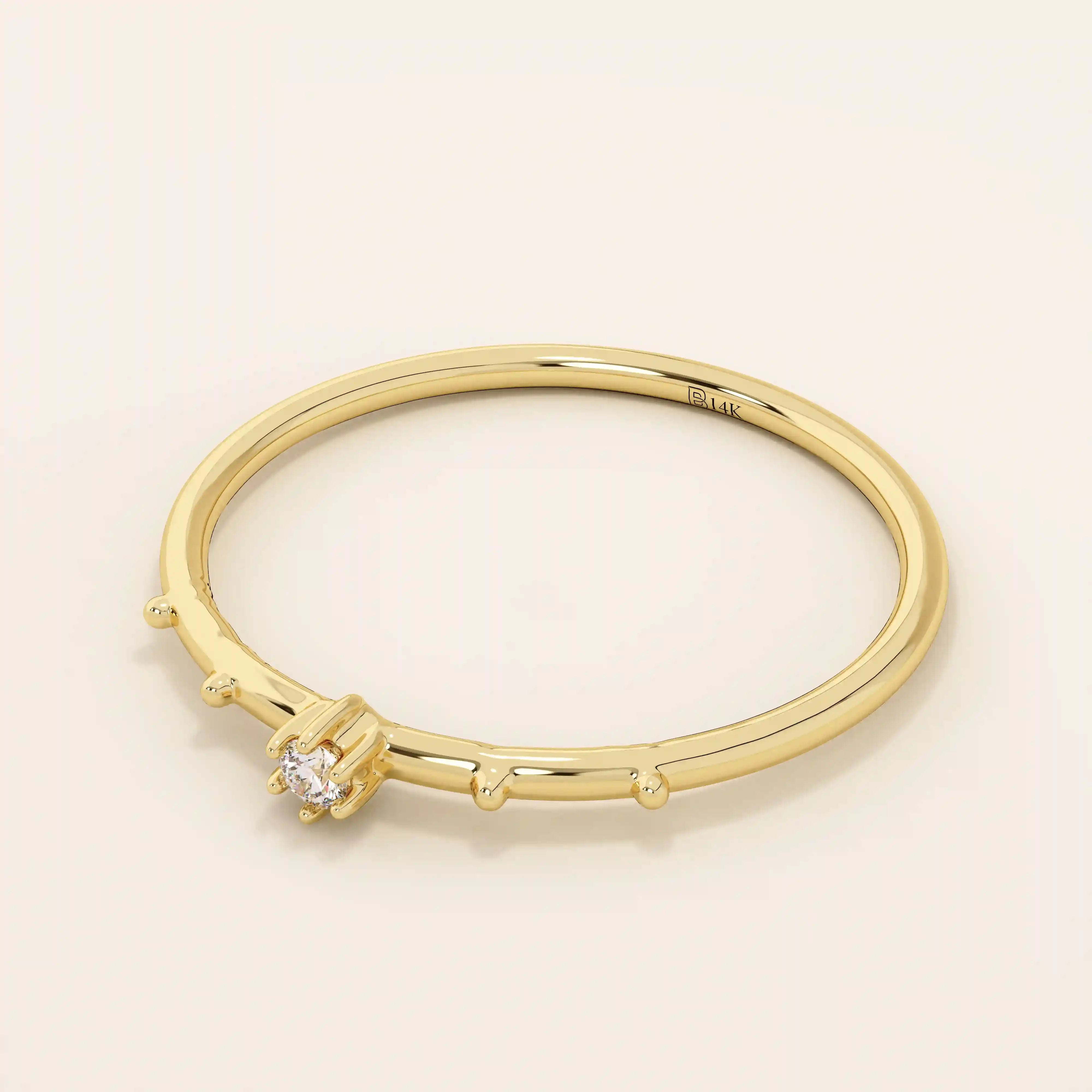 14K SOLID GOLD TINY SOLO MOISSANITE STACKING PROMISE RING FOR WOMEN