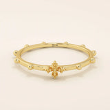 14k solid gold small cross rosary praying ring