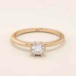 TINY ROUND CUT MOISSANITE SOLITAIRE ENGAGEMENT RING IN 14K SOLID GOLD