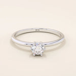 TINY ROUND CUT MOISSANITE SOLITAIRE ENGAGEMENT RING IN 14K SOLID GOLD