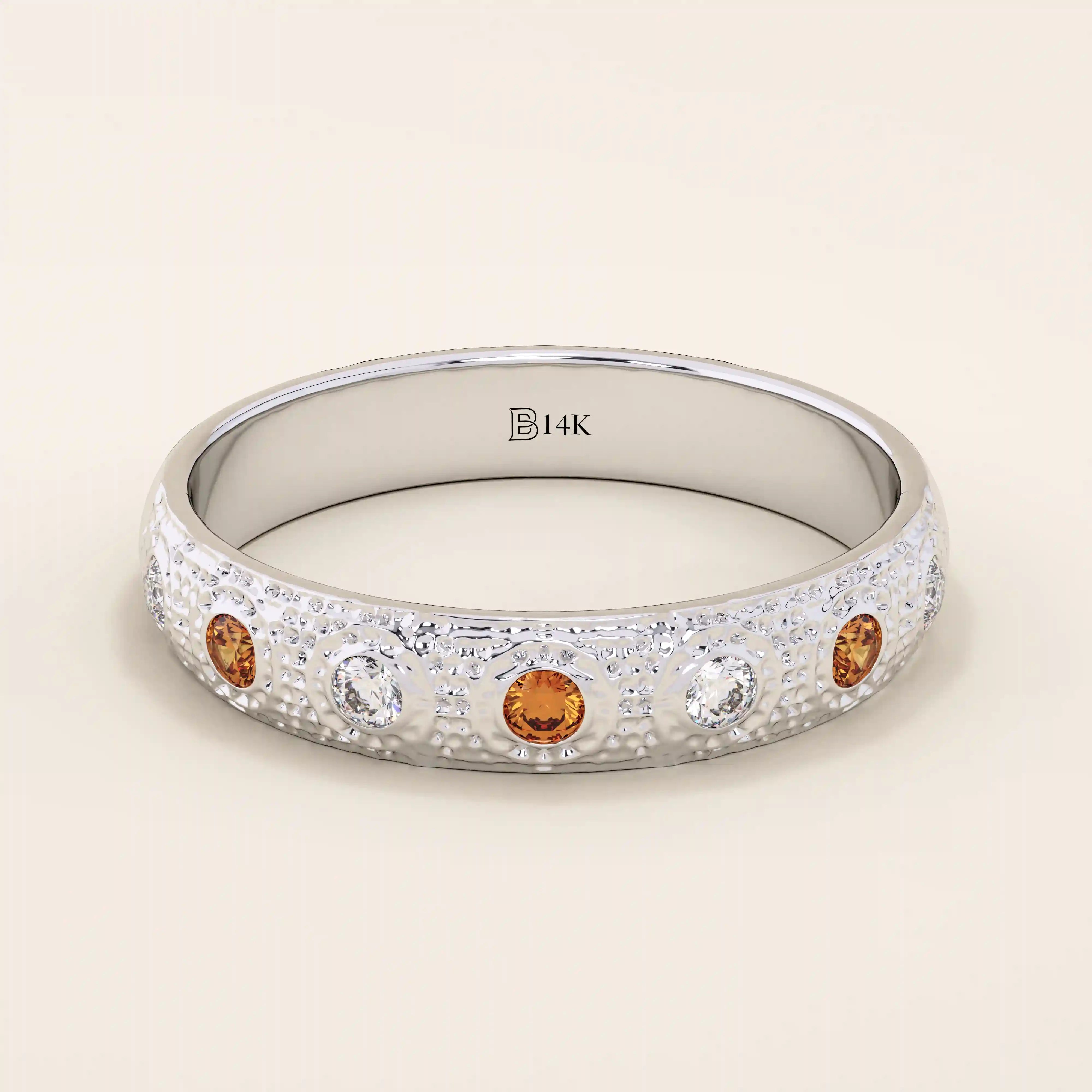 Citrine & Moissanite Wedding Band - BRENNMORE