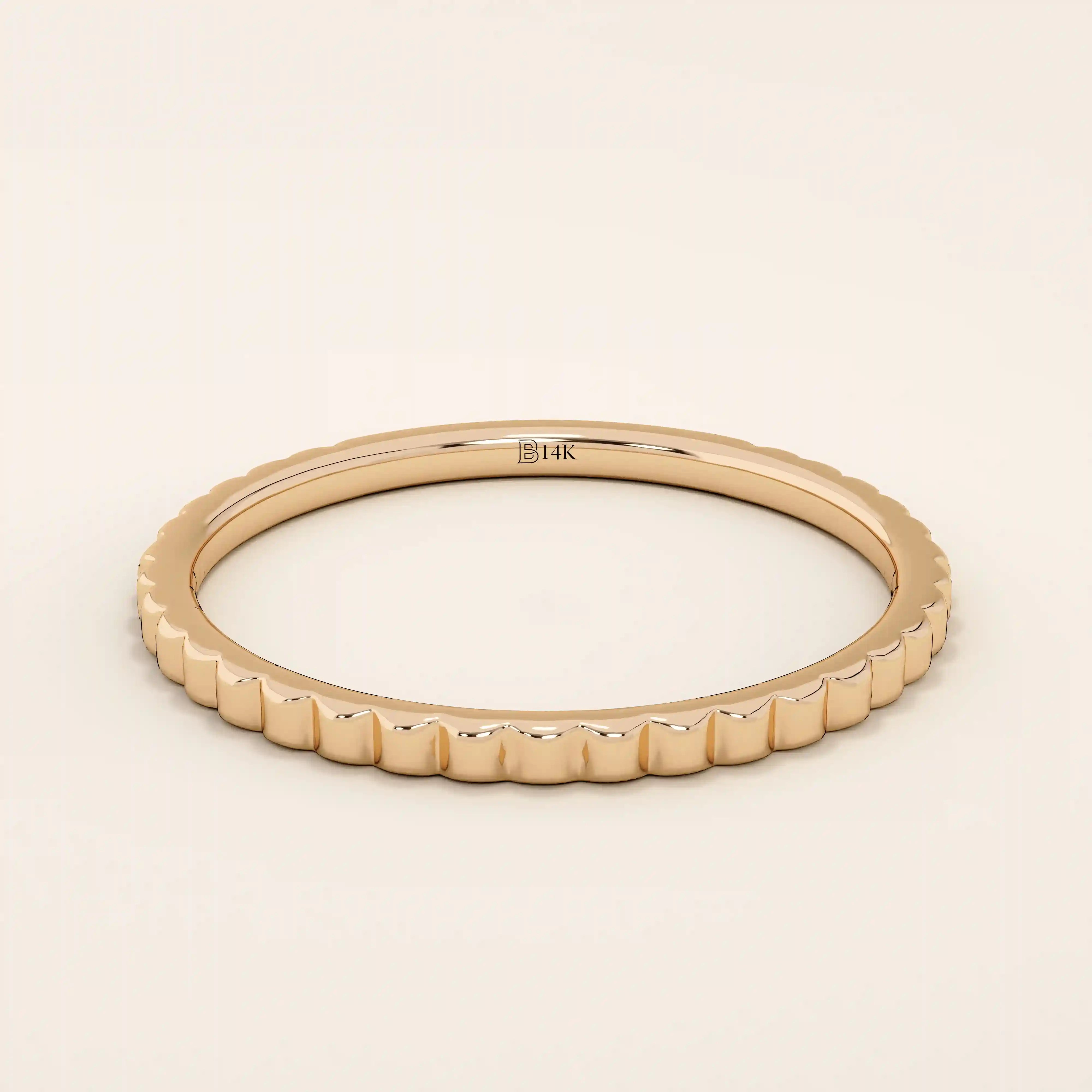 14k Solid Gold Patterned Wedding Band - BRENNMORE