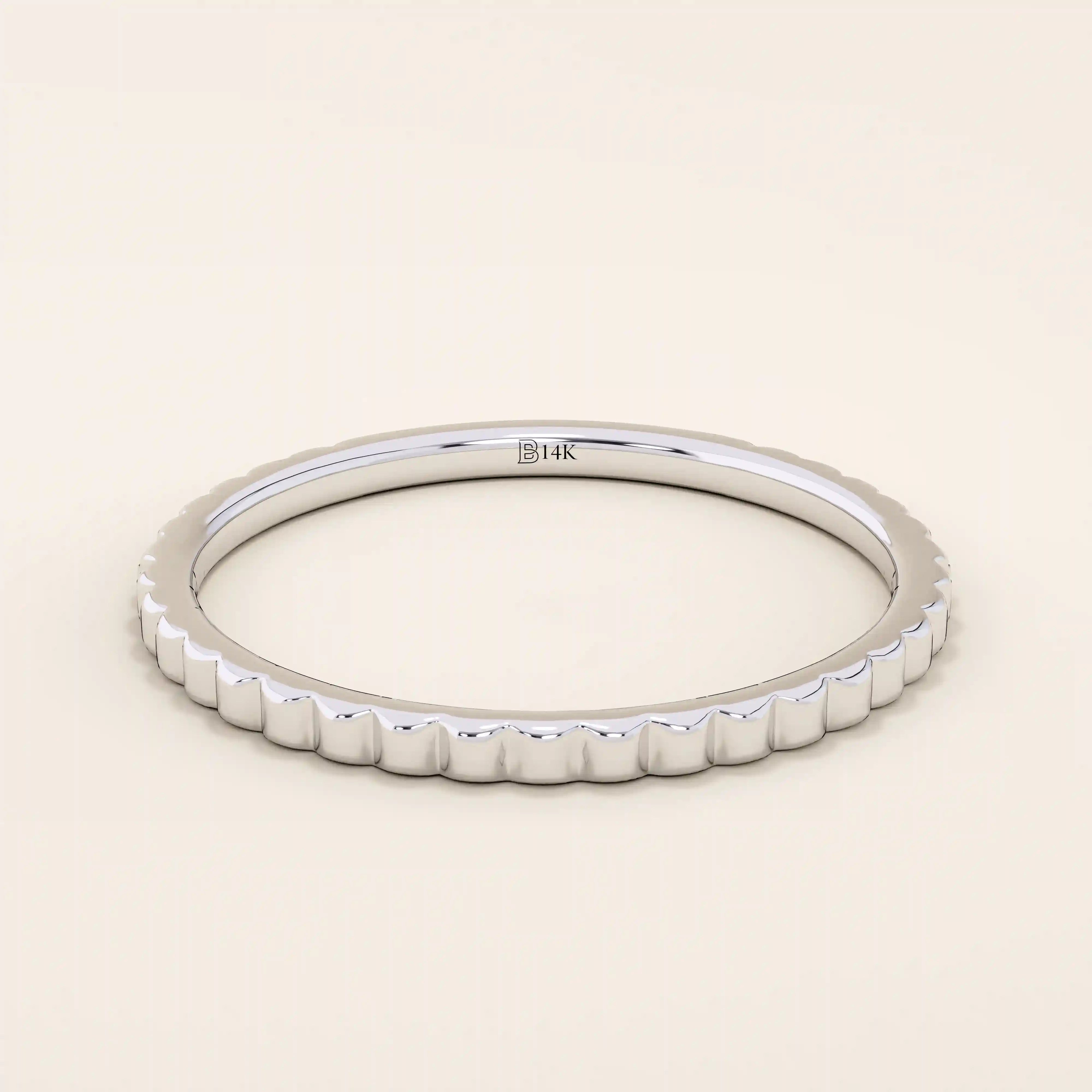 14k Solid Gold Patterned Wedding Band - BRENNMORE