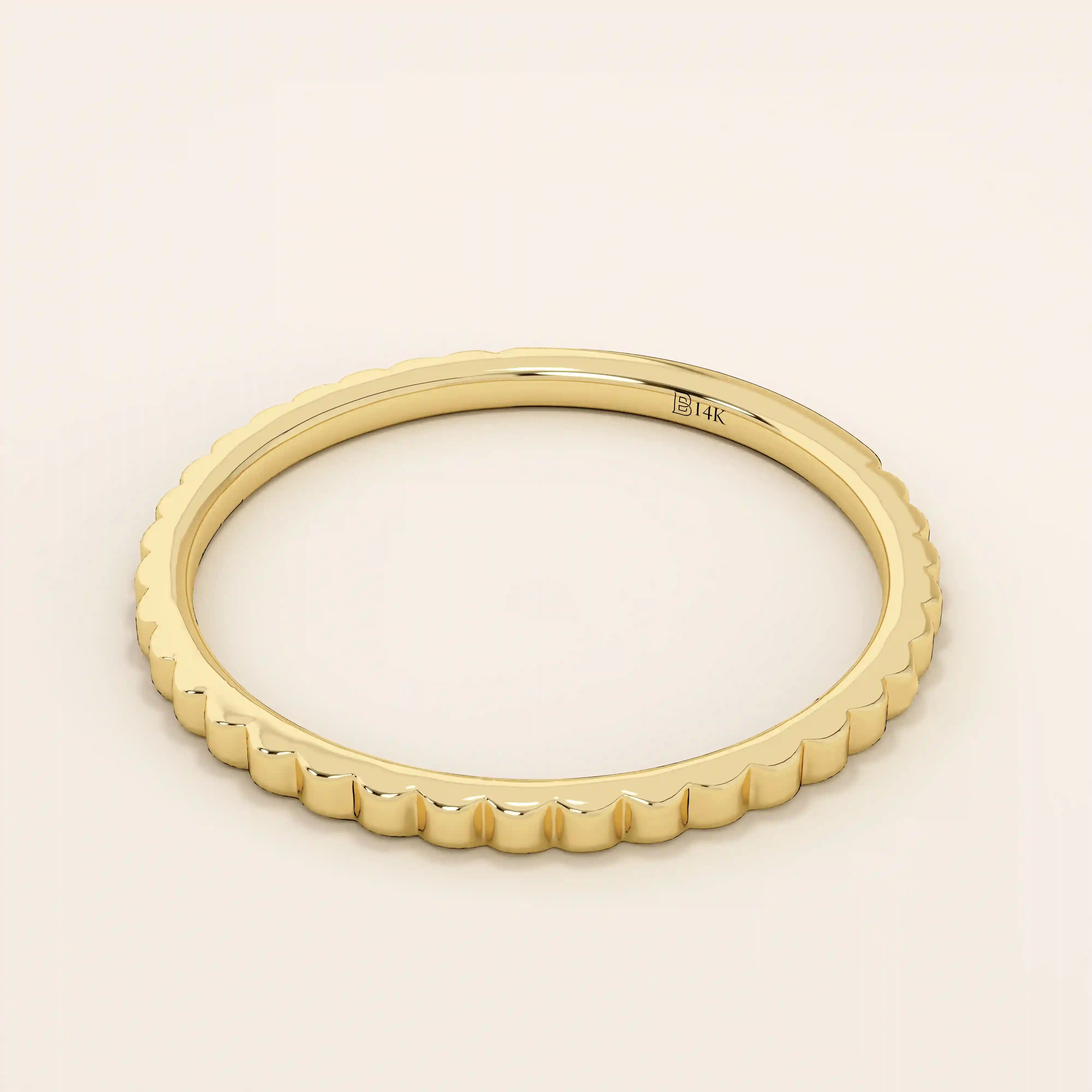 14k Solid Gold Patterned Wedding Band - BRENNMORE