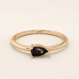 Black Pear Solitaire Ring in 14k Gold - BRENNMORE