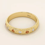 14k solid gold textured band orange citrine and moissanite alternating wedding band for women