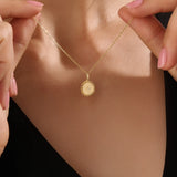 14k Gold Beaded Coin Vermeil Necklace