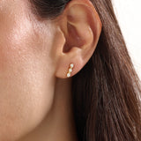 14k Gold Trio Half Bezel Vermeil Earrings